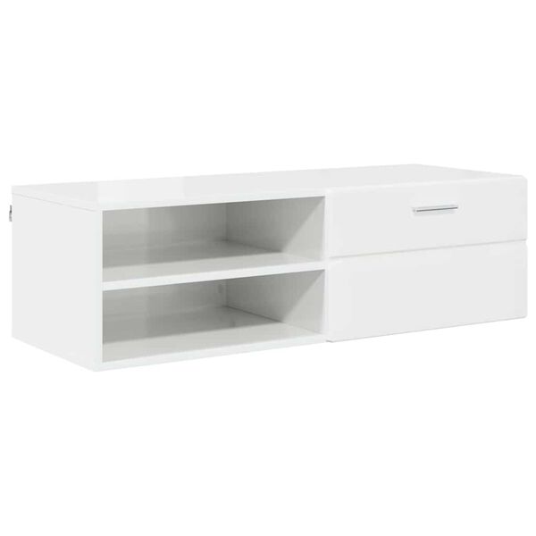 vidaXL Wooden Cabinet with Drawer High Gloss White 100.5 x 39 x 30 cm