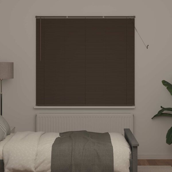 vidaXL Venetian Blind Manual Dark Brown with Pattern 150 x 130 cm PVC