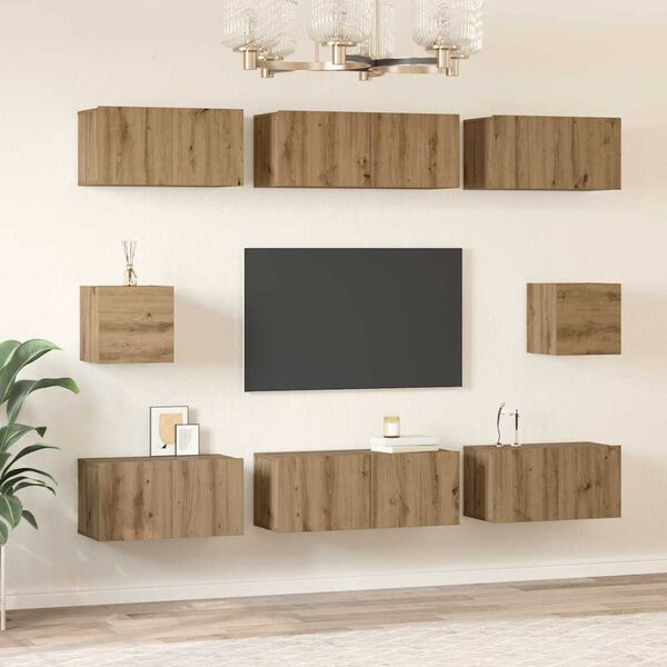 vidaXL TV Cabinet Set Wall-mounted 8 pcs Artisan Oak Engineered Wood