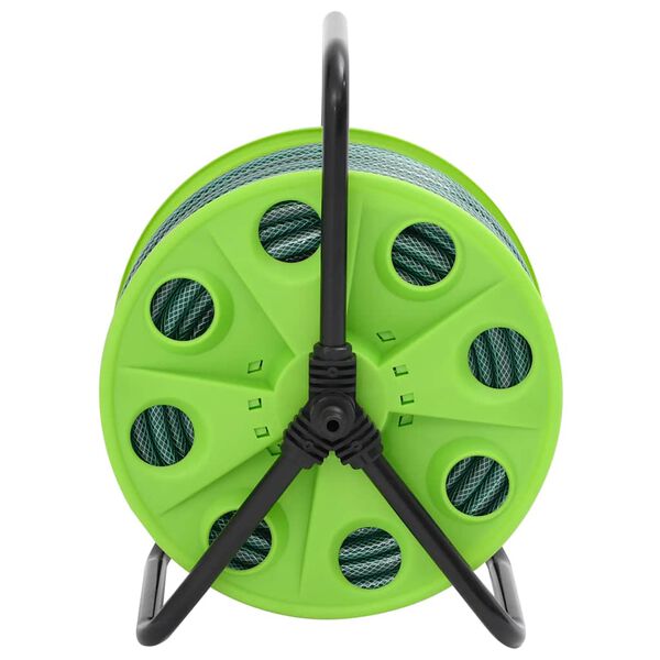 vidaXL Free Standing Green Hose Reel with Hose Fitting Set 0.5" 20 m PVC