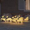 vidaXL LED Reindeers 7 pcs Gold Fabric