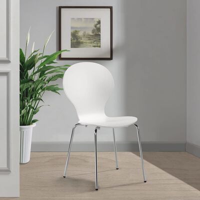 vidaXL Dining Chairs 6 pcs White Plastic