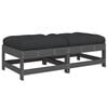 vidaXL Garden Footstools with Cushions 2pcs Grey Solid Wood Pine