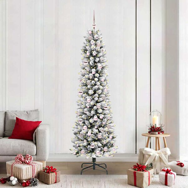 vidaXL Artificial Christmas Tree with 300 LEDs with Stand White 210 cm