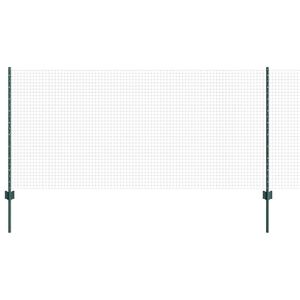 vidaXL Welded Wire Fence with Posts 25 x 1 m Galvanised Steel Green