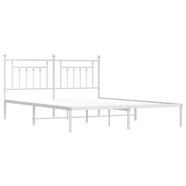 vidaXL Metal Bed Frame without Mattress with Headboard White 180x200cm