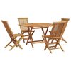 vidaXL Garden Dining Set Folding 5 pcs Brown Solid Teak wood