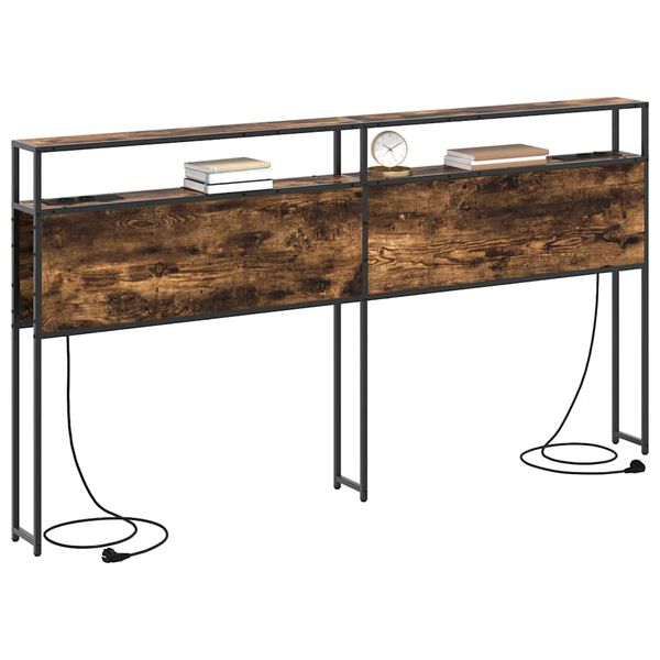 vidaXL Storage Headboard with Shelf Smoked oak 180 cm Engineered wood