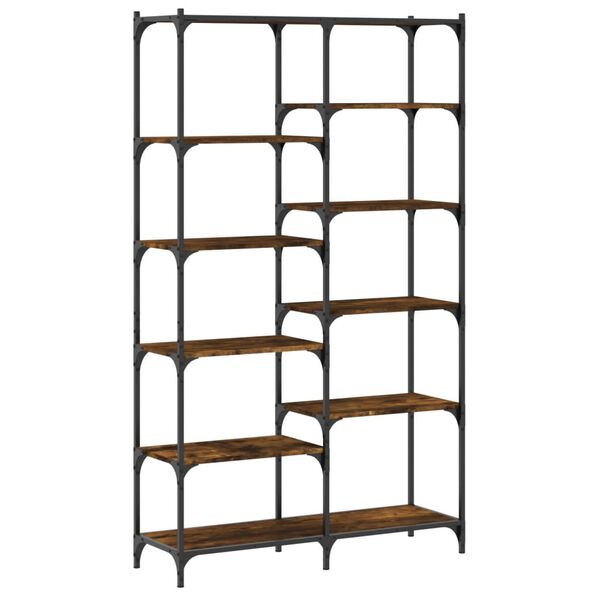 vidaXL Bookshelf Smoked Oak 100x32x170 cm Engineered Wood and Iron