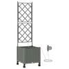 vidaXL Garden Planter with Irrigation&Wheels Light Grey PP