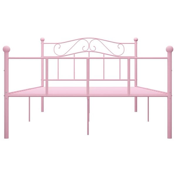vidaXL Bed Frame without Mattress Pink Metal 140x200 cm