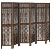 vidaXL Room Divider 6 Panels Dark Brown Solid Wood Paulownia