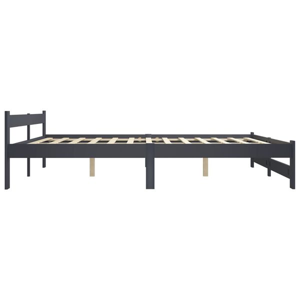 vidaXL Bed Frame without Mattress Dark Grey Solid Pinewood 200x200 cm (322025+2x321990)
