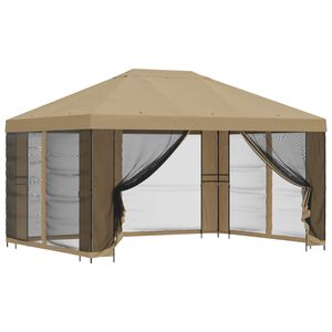 vidaXL Garden Gazebo with Sidewalls 4 x 3 m Beige Polyester and Steel