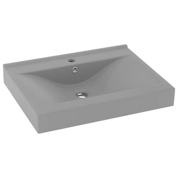 vidaXL Luxury Basin with Faucet Hole Matt Light Grey 60x46 cm Ceramic