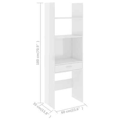 vidaXL Book Cabinet High Gloss White 60x35x180 cm Chipboard