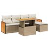 vidaXL 6 Piece Garden Sofa Set with Cushions Beige Poly Rattan