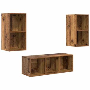 vidaXL TV Cabinet Set Wall-mounted 3 pcs Old Wood Engineered Wood