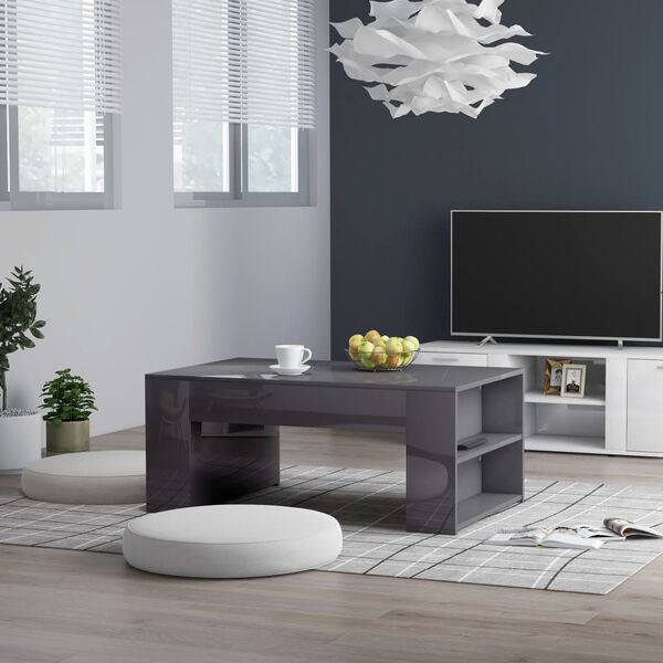 vidaXL Coffee Table High Gloss Grey 100x60x42 cm Engineered Wood
