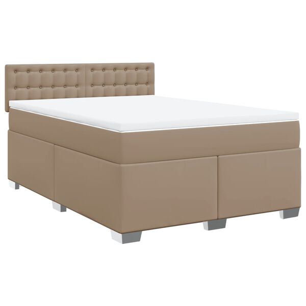 vidaXL Box Spring Bed with Mattress Cappuccino 160x200 cm Faux Leather