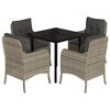 vidaXL 5 Piece Garden Dining Set with Cushions Light Grey Poly Rattan