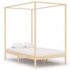 vidaXL Canopy Bed Frame without Mattress Solid Pine Wood 140x200 cm