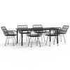 vidaXL 7 Piece Garden Dining Set Black Poly Rattan