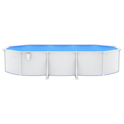 vidaXL Swimming Pool with Steel Wall Oval 610x360x120 cm White