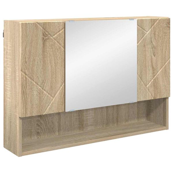 vidaXL Bathroom Mirror Cabinet Wall-mounted Sonoma oak 80 x 17 x 55 cm