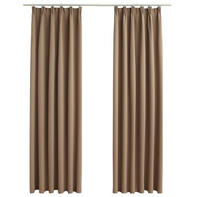 vidaXL Blackout Curtains with Hooks 2 pcs Taupe 140x225 cm