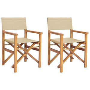 vidaXL Director Chair Brown and Beige Solid Teak Wood