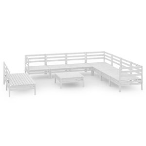 vidaXL 10 Piece Garden Lounge Set Solid Wood Pine White