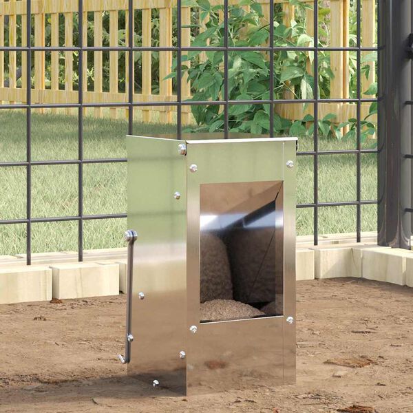 vidaXL Rabbit Feeder Silver 12.5 x 12.5 x 25 cm Galvanised Steel