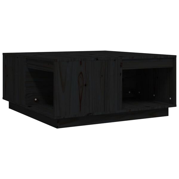 vidaXL Coffee Table Black 80x81x36.5 cm Solid Wood Pine