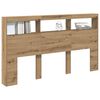 vidaXL Headboard Cabinet with LED Artisan Oak 180x17x102 cm