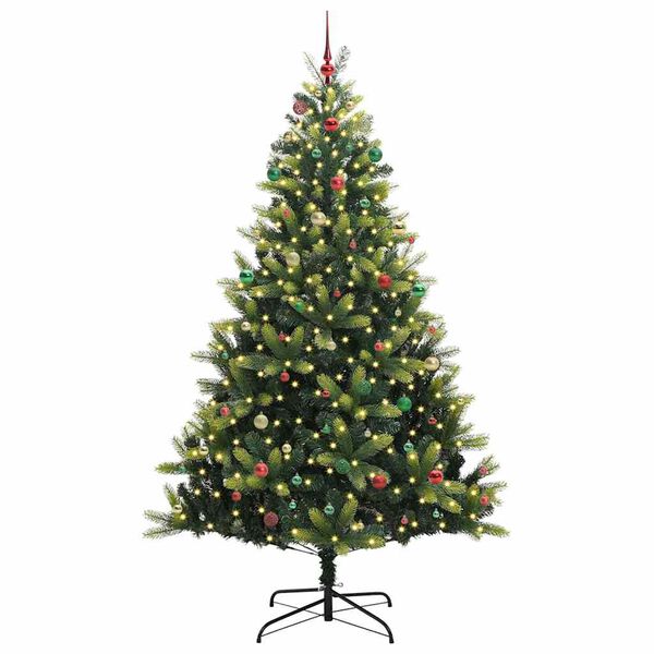 vidaXL Artificial Hinged Christmas Tree 300 LEDs Green 240 cm