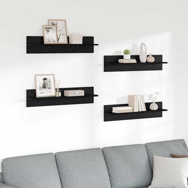 vidaXL Wall Shelves 4 pcs Black Oak 80 x 11.5 x 18 cm Engineered Wood
