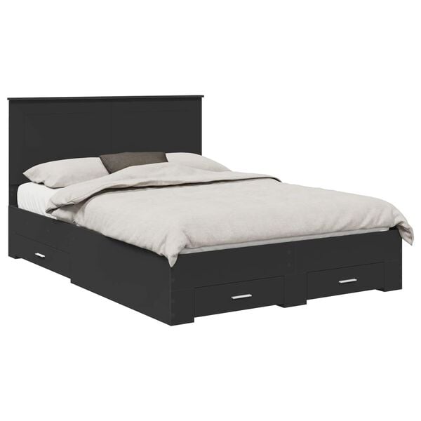 vidaXL Bed Frame with Headboard Black 160 x 200 cm Engineered Wood