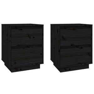 vidaXL Bedside Cabinets 2 pcs Black 40x35x50 cm Solid Wood Pine