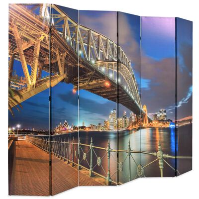 vidaXL Folding Room Divider 228x170 cm Sydney Harbour Bridge