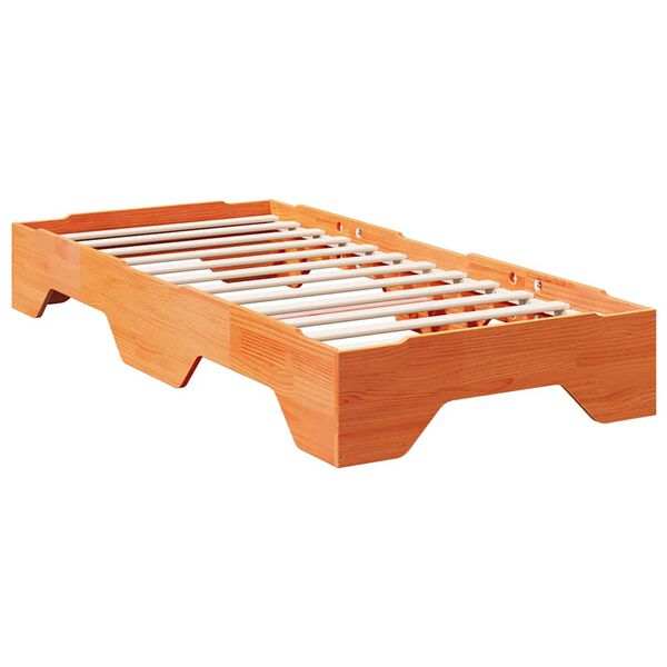 vidaXL Bed Frame No Mattress Stackable Wax Brown 75x190 cm Small Single Solid Wood