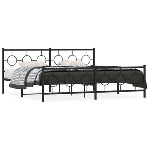 vidaXL Metal Bed Frame without Mattress with Footboard Black 193x203cm