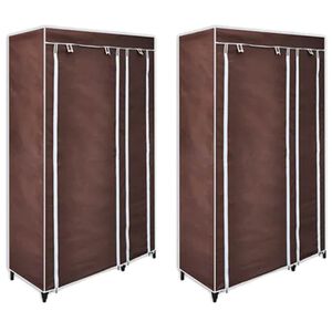 vidaXL Fabric Wardrobes 2 pcs Brown
