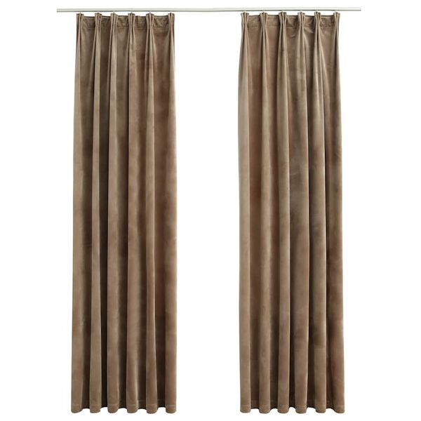 vidaXL Blackout Curtains 2 pcs with Hooks Velvet Beige 140x245 cm