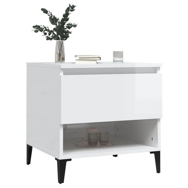 vidaXL Side Tables 2 pcs High Gloss White 50x46x50 cm Engineered Wood