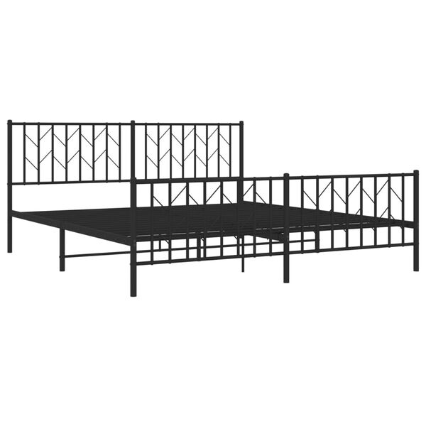 vidaXL Metal Bed Frame without Mattress with Footboard Black 183x213cm