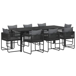 vidaXL Garden Dining Set 9 pcs Black and Anthracite Poly Rattan