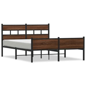 vidaXL Bed Frame without Mattress Brown Oak 137x190 cm Engineered Wood