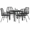 vidaXL Garden Dining Set 5 pcs Black Poly Rattan
