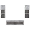 vidaXL 6 Piece TV Wall Units with LED Concrete Grey Engineered Wood